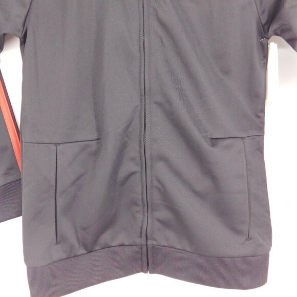 Adidas Track Jacket Kids Sz 7 Black Red Large Logo Boys Girls Full Zip - Picture 5 of 7